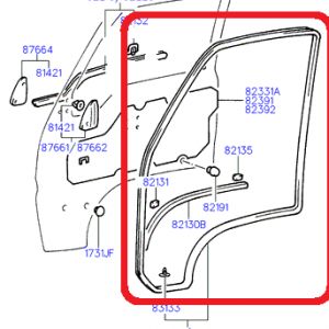 HYUNDAI H100 1994-2009 SOL ÖN KAPI ÇEVRE FİTİL ORİJİNAL 82110-43401