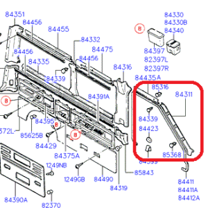 HYUNDAI H100 1994-1996 SOL ÖN DİREK İÇ DÖŞEME (( SİYAH )) 84311-43000AQ ORİJİNAL