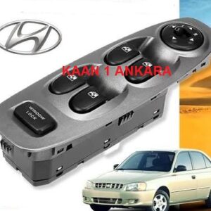 HYUNDAI ACCENT 2000-2003 CAM DÜĞMESİ ÖN SOL (( KOYU GRİ RENK - AYNA AYAR DÜĞME VAR )) 93570-25020PH ORİJİNAL